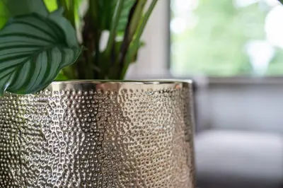 TS Collection bloempot kristy metaal 25x24cm goud - afbeelding 3