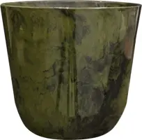 TS Collection bloempot  kunststof 13x12cm marble green - afbeelding 1