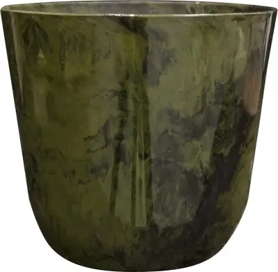 TS Collection bloempot  kunststof 35x32cm marble green - afbeelding 1