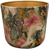 TS Collection bloempot monstera kunststof, metaal 18x16cm mystery kopen?