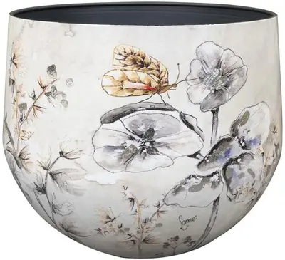 TS Collection bloempot moonlight meadow kunststof, metaal 24x21cm moonlight meadow