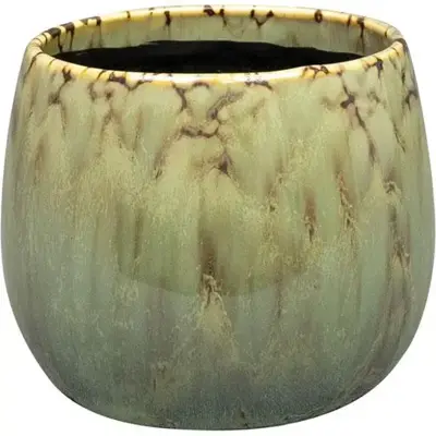 TS Collection bloempot odile keramiek 10x8cm groen - afbeelding 1