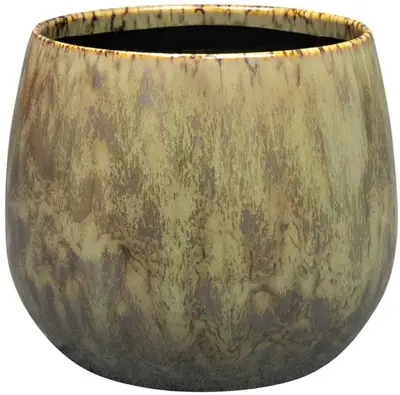 TS Collection bloempot odile keramiek 15x13cm groen - afbeelding 1