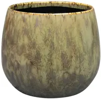 TS Collection bloempot odile keramiek 15x13cm groen - afbeelding 1