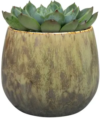 TS Collection bloempot odile keramiek 15x13cm groen - afbeelding 2