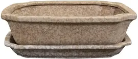 TS Collection bloempot riki keramiek 27x11cm sand - afbeelding 1
