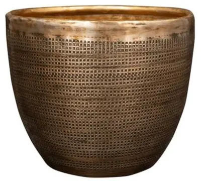 TS Collection bloempot rowen metaal 15x12cm gold - afbeelding 1