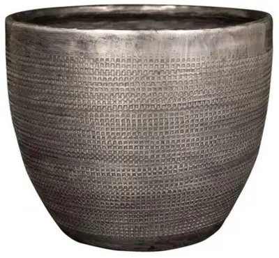 TS Collection bloempot rowen metaal 15x12cm lead - afbeelding 1