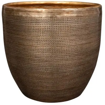 TS Collection bloempot rowen metaal 17x15cm gold - afbeelding 1