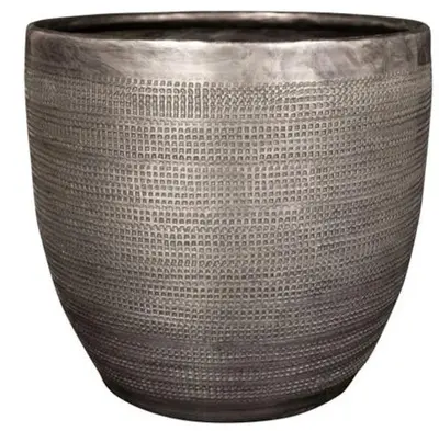 TS Collection bloempot rowen metaal 17x15cm lead - afbeelding 1