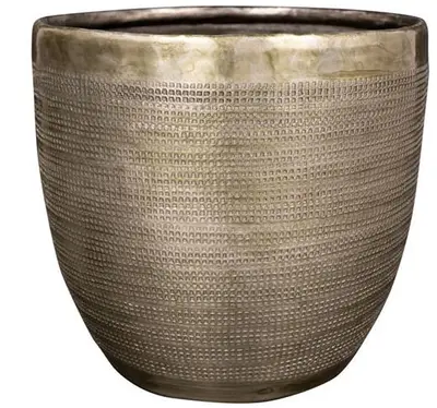 TS Collection bloempot rowen metaal 17x15cm new green - afbeelding 1