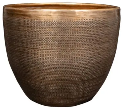 TS Collection bloempot rowen metaal 21x16cm gold - afbeelding 1