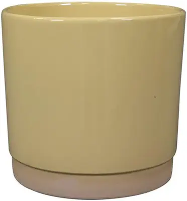 TS Collection bloempot saske keramiek 18x17cm pastelgeel