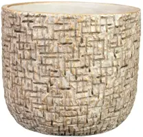 TS Collection bloempot  steen 18x15cm shiny sand - afbeelding 1