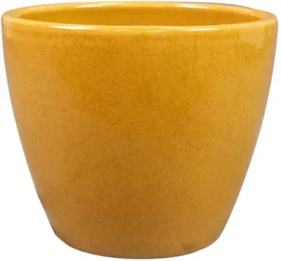 TS Collection bloempot sven keramiek 16x13cm mosterd - afbeelding 1