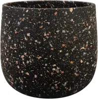 TS Collection bloempot tina steen 23x22cm terrazo black - afbeelding 1