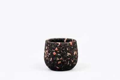 TS Collection bloempot tina steen 8x7cm terrazo black - afbeelding 1