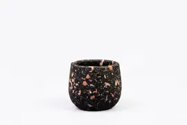 TS Collection bloempot tina steen 8x7cm terrazo black - afbeelding 1