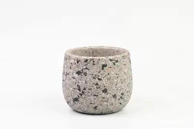 TS Collection bloempot tina steen 8x7cm terrazo grey - afbeelding 1
