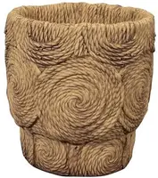 TS Collection bloempot zayn keramiek 14x14cm swirl jute - afbeelding 1