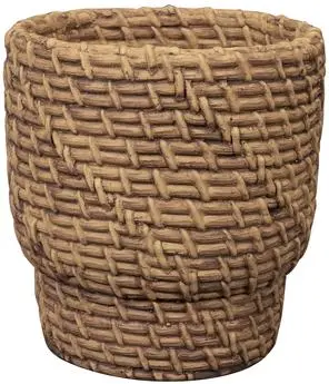 TS Collection bloempot zayn keramiek 14x14cm woven jute