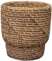 TS Collection bloempot zayn keramiek 14x14cm woven jute - afbeelding 1