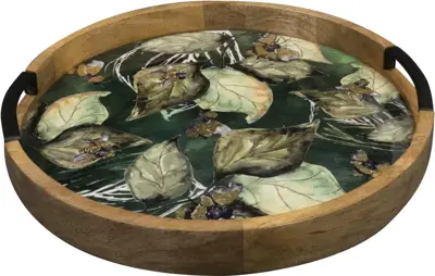 TS Collection dienblad hout, metaal bee 35x4cm green - afbeelding 1
