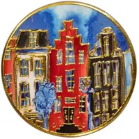 TS Collection onderzetter hout, epoxy canalhouses 11x1cm red  - afbeelding 1