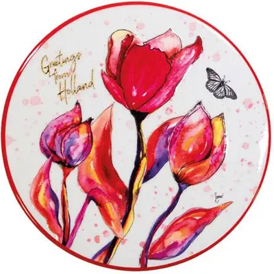 TS Collection onderzetter keramiek, natuurvezel sunblush 11x11x1cm spring  - afbeelding 1