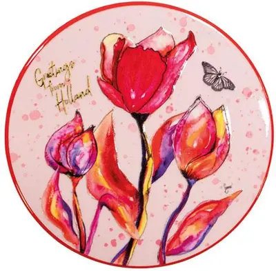TS Collection onderzetter keramiek sunblush dream 11x11x1cm tulpen  - afbeelding 1