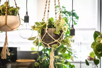TS Collection Pothanger macrame ivoor 125cm - afbeelding 4