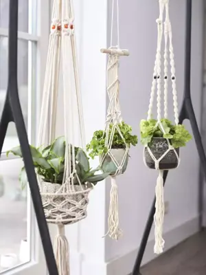 TS Collection Pothanger macrame ivoor 125cm - afbeelding 2