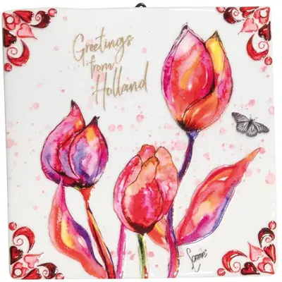 TS Collection tegeltje sunblush keramiek 10cm spring - afbeelding 1