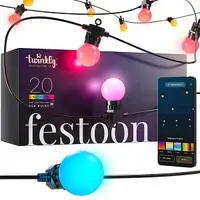 Twinkly Festoon app-gestuurd LED lichtsnoer 20 RGB 16 miljoen kleuren LED 10 meter zwarte kabel - afbeelding 3