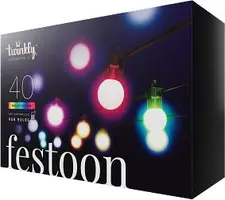 Twinkly Festoon app-gestuurd LED lichtsnoer 40 RGB 16 miljoen kleuren 20 meter zwarte kabel kopen?