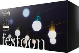 Twinkly Festoon app-gestuurd lichtsnoer 20 AWW (amber warm wit koel wit) LED 10 meter zwarte kabel - afbeelding 1