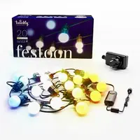 Twinkly Festoon app-gestuurd lichtsnoer 20 AWW (amber warm wit koel wit) LED 10 meter zwarte kabel - afbeelding 2