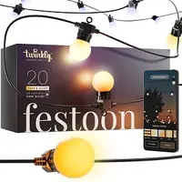 Twinkly Festoon app-gestuurd lichtsnoer 20 AWW (amber warm wit koel wit) LED 10 meter zwarte kabel - afbeelding 3