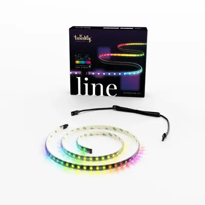 Twinkly Line Extension kit app-gestuurde zelfklevende + magnetische LED lichtstrip RGB 16 miljoen kleuren uitschuifbaar 1,5 meter zwarte strip - afbeelding 2