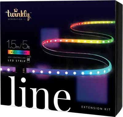 Twinkly Line Extension kit app-gestuurde zelfklevende + magnetische LED lichtstrip RGB 16 miljoen kleuren uitschuifbaar 1,5 meter zwarte strip - afbeelding 1