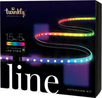 Twinkly Line Extension kit app-gestuurde zelfklevende + magnetische LED lichtstrip RGB 16 miljoen kleuren uitschuifbaar 1,5 meter zwarte strip - afbeelding 1