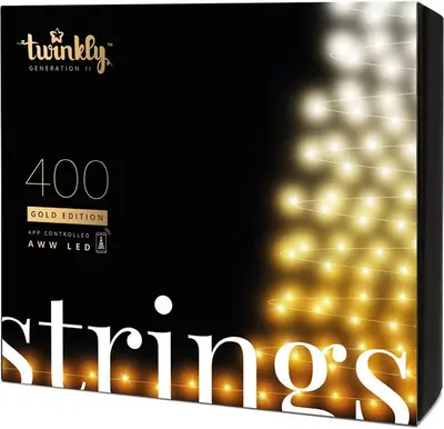 Twinkly Strings LED snoer kerstverlichting Generation II 400 lampjes 32 meter gold edition - afbeelding 1