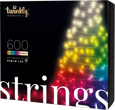 Twinkly Strings Special Edition 600 RGB+W LED Lights String, 48 m, 16 Million Colors + Warm White – Generation II zwart draad - afbeelding 1