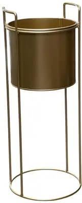 Uniplant bloempot goud op voet 19x50cm - Metaal