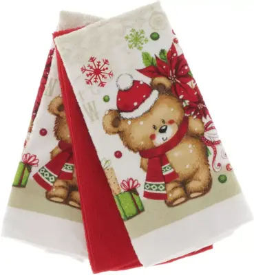 Unique Living handdoekenset jilly bear rood, wit 