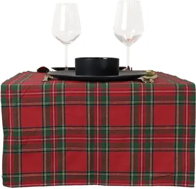 Unique Living tafelloper xmas tartan 150x45cm red