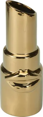 Vaas aardewerk lippenstift 10x27cm goud