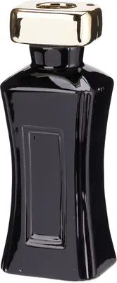 Vaas aardewerk parfumfles 6.5x5x16cm zwart, goud