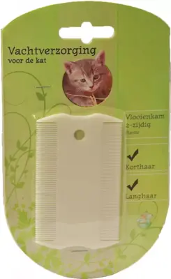 Vachtverzorging kat vlooienkam 2-zijdig plastic, wit - afbeelding 2