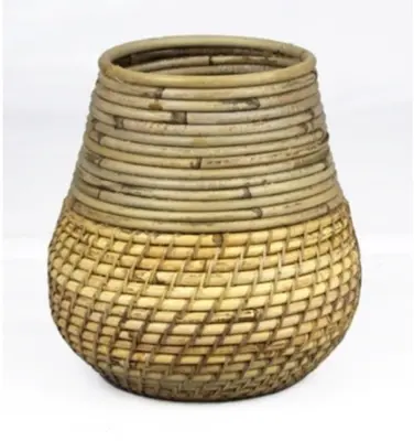 Van der Leeden bloempot stripe/lombok 24x25cm grijs/blond